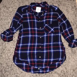 American Eagle Blue Plaid Shirt
